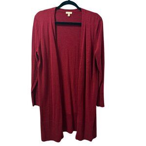 Talbots Long Open Front Burgundy Cardigan Sweater Sz Medium Soft long sweater